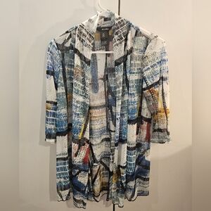 Ali Miles Blue and Black Lightweight Jacket with Abstract Print